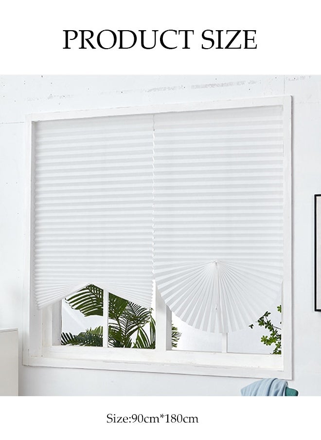 DUNISO 2 Pieces of Pleated Window Shades，Cordless Blackout Pleated Fabric Shade，Self Adhesive Heat Insulation Window Shades Curtains，Can Be Cleaned and Trimmed，Easy to Install，for Bedroom, Bathroom, Living Room，Balcony, Restaurant(90×180CM)  - Image 2