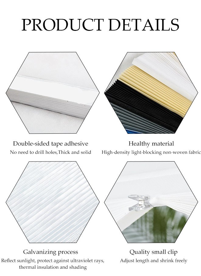 DUNISO 2 Pieces of Pleated Window Shades，Cordless Blackout Pleated Fabric Shade，Self Adhesive Heat Insulation Window Shades Curtains，Can Be Cleaned and Trimmed，Easy to Install，for Bedroom, Bathroom, Living Room，Balcony, Restaurant(90×180CM)  - Image 3