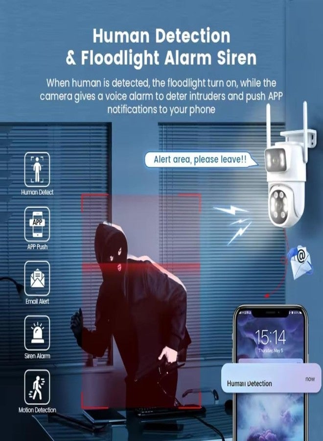MAYUMI Color Night Vision, Waterproof (66), 2 Way Talk, Motion Detection | 4G/5G SIM Camera 5+5MP FHD Dual Lens/Dual Screen View Pan & Tilt Zoom Outdoor CCTV Camera (Black or White) - Image 5