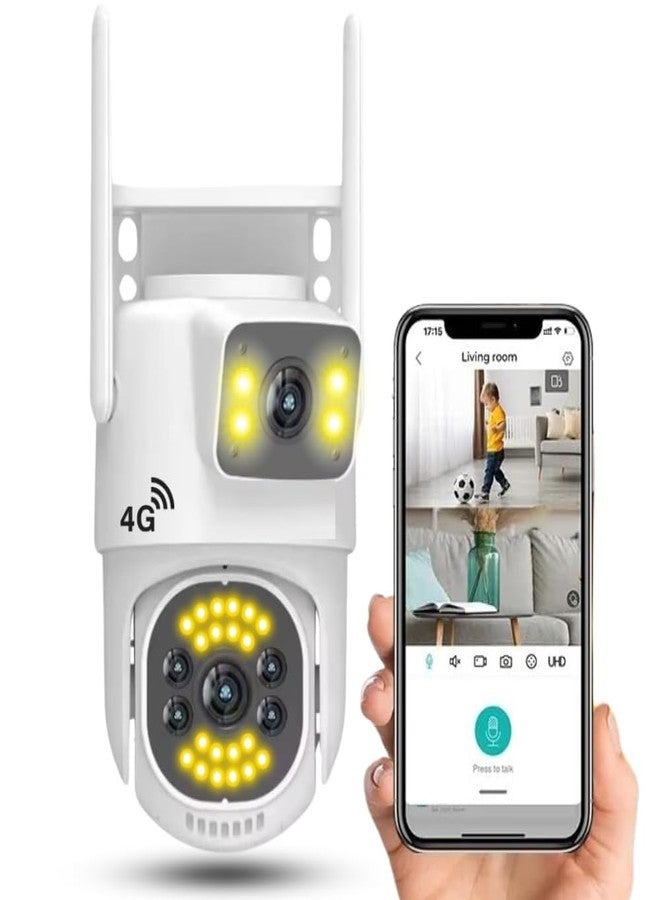 MAYUMI Color Night Vision, Waterproof (66), 2 Way Talk, Motion Detection | 4G/5G SIM Camera 5+5MP FHD Dual Lens/Dual Screen View Pan & Tilt Zoom Outdoor CCTV Camera (Black or White) - Image 1