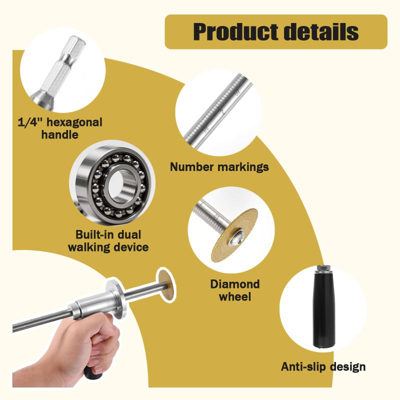 YCKJDYR 7-Inch PVC Pipe Cutter Tool for Drill-Internal/Inside Pipe Cutting with Diamond Wheel,Hex Shank&Adjustable Depth Handle-Fast,Clean Cuts for Plumbing,Irrigation,DIY Projects - Image 4
