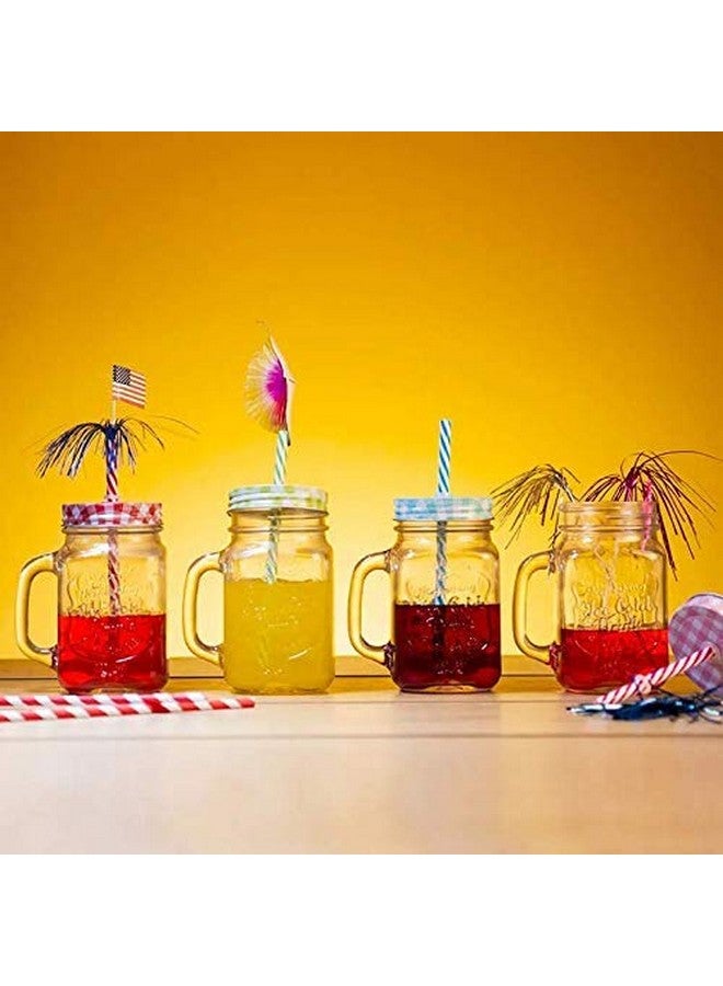 Ash & Roh® - 400ml Glass Jar with Straw and Handle | Solid Containers for Juice water shakes and Milk | Home and Restaurant Use | Big Mouth Easy to Wash (Reusable Straw Freeee) (PACK OF 6) - Image 4