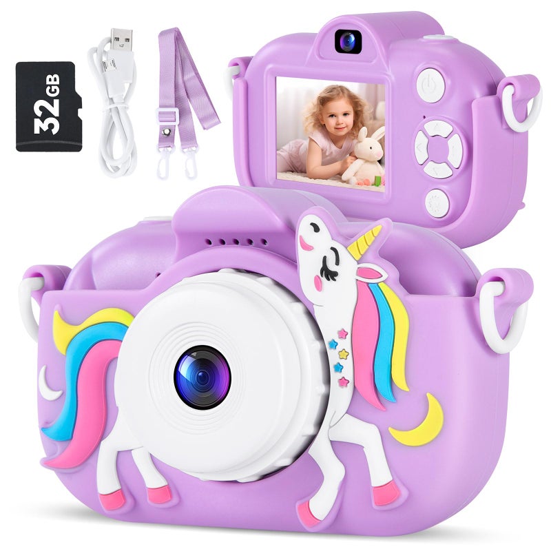 MAVOKIS Kids Camera Digital Camera for Age 38 1080P Toddler Camera for Kid with 32GB SD Card Toddler Girls Toys Age 69 Christmas Birthday Gifts for Children Purple - Image 2