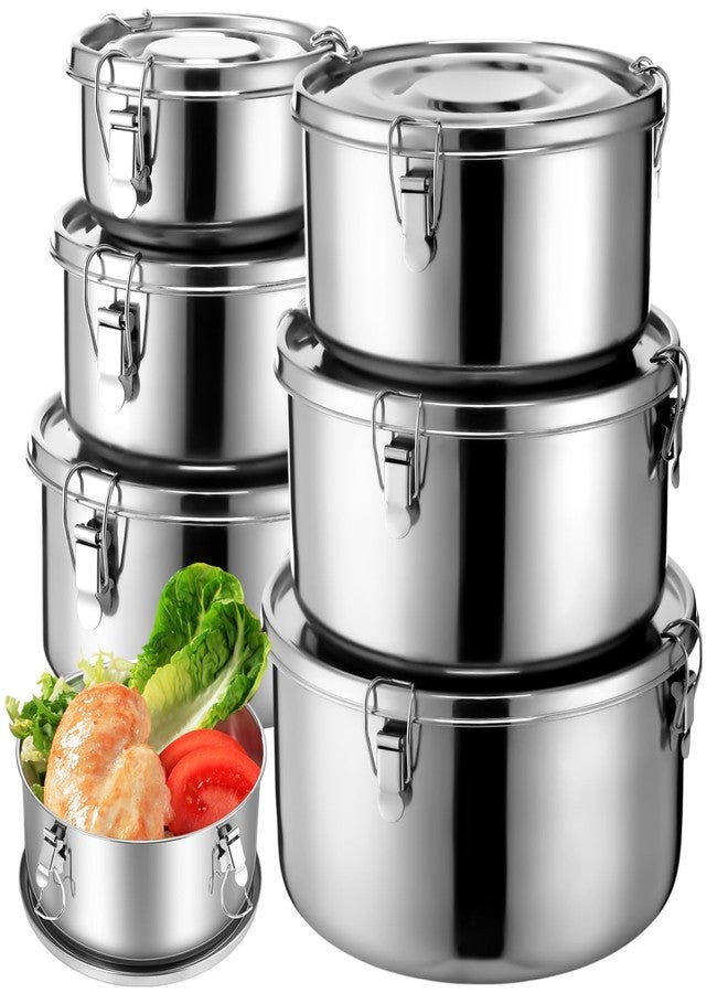 Skybooly 6 Pcs Stainless Steel Bento Box with Lockable Clips to Leak Proof Food Storage Containers Metal Lunch Container, Reusable Dishwasher Safe Lunch Snack Boxes, 6 Sizes - Image 1