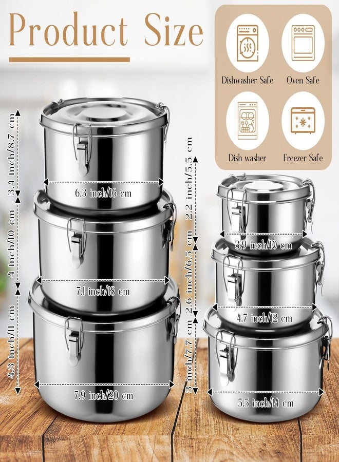 Skybooly 6 Pcs Stainless Steel Bento Box with Lockable Clips to Leak Proof Food Storage Containers Metal Lunch Container, Reusable Dishwasher Safe Lunch Snack Boxes, 6 Sizes - Image 2