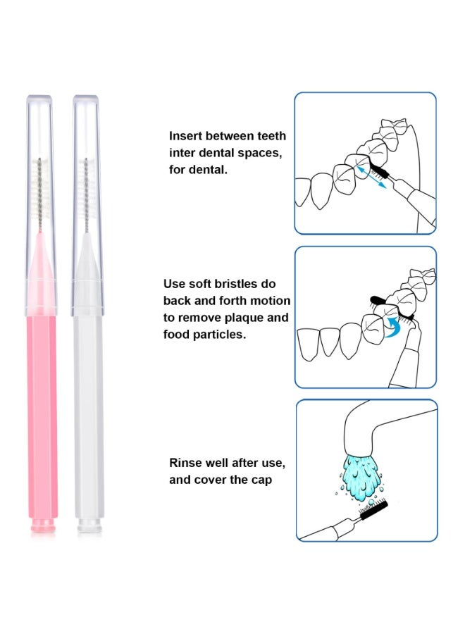LUMYA 20 Pcs Interdental Brushes, Toothpick Brush Set, Dental Floss Picks and Braces Brush, Oral Teeth Cleaning Brush Flosser, Tooth Flossing Head Dental Hygiene Tool for Adults (White and Pink) - Image 4