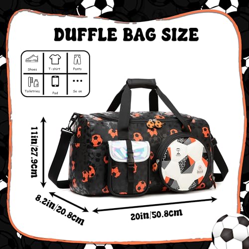 Oruiji Kids Duffle Bag Boys Travel Bag for Kids Overnight Sports Bags for Boys Weekender Gym Soccer Bags for Boy with Shoe Compartment - Image 2