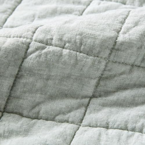Hyde Lane Linen Quilt Set King Size - Breathable Box Stitched European Flax Bedding Set for Bedspread and Coverlet, with 2 Pillow Shams, 106"x96", Sage - Image 5
