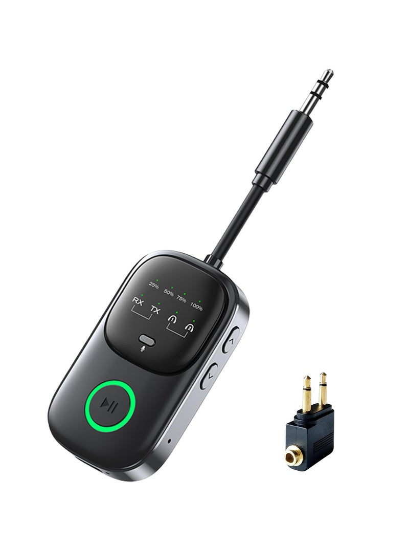 GMCELL Bluetooth Transmitter Receiver Aux Adapter: Connects 2 Headphones for Airplane TV Car Audio - Image 1