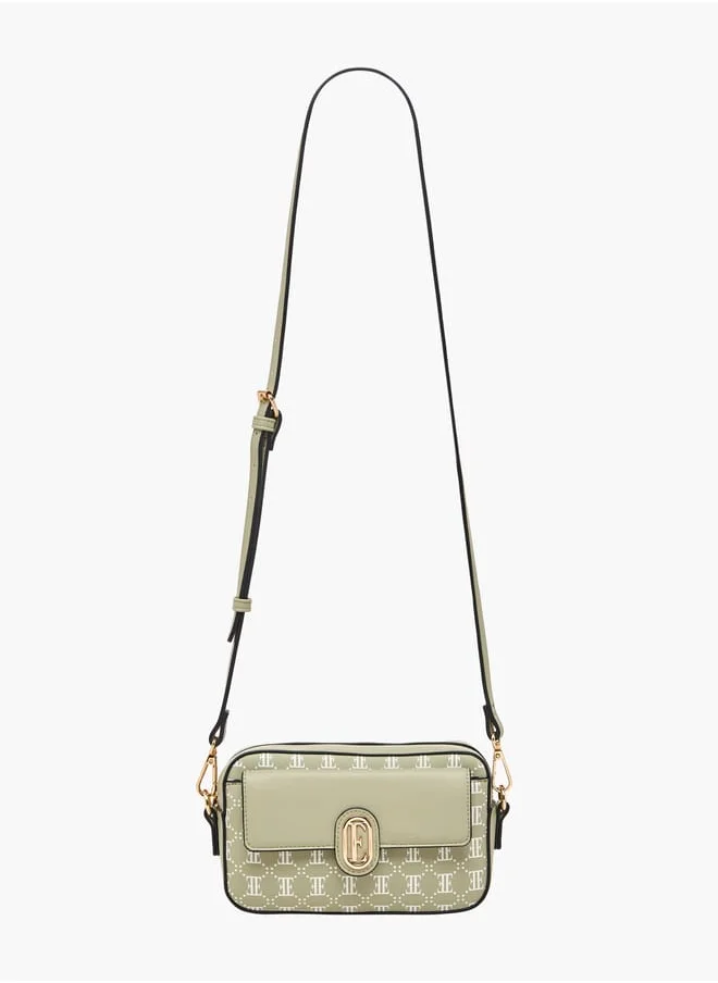 ايل Women Monogram Print Crossbody Bag with Adjustable Strap