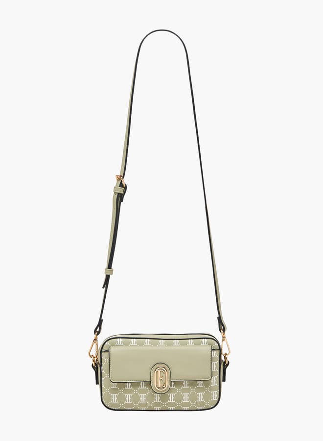 ELLE Women Monogram Print Crossbody Bag with Adjustable Strap  - Image 2