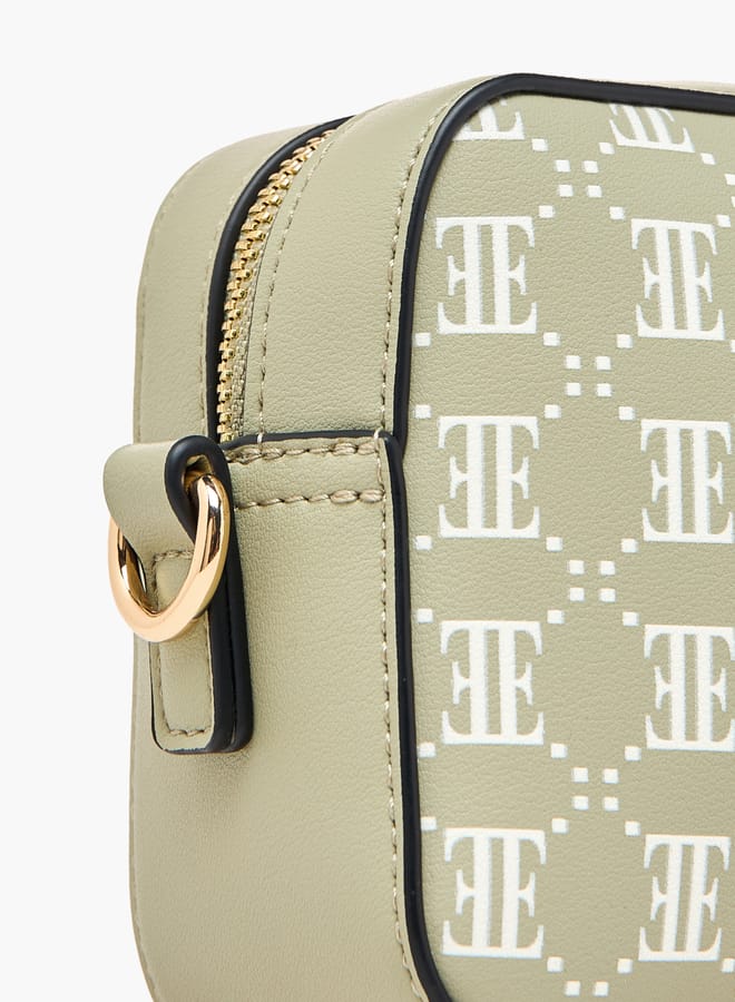 ELLE Women Monogram Print Crossbody Bag with Adjustable Strap  - Image 5