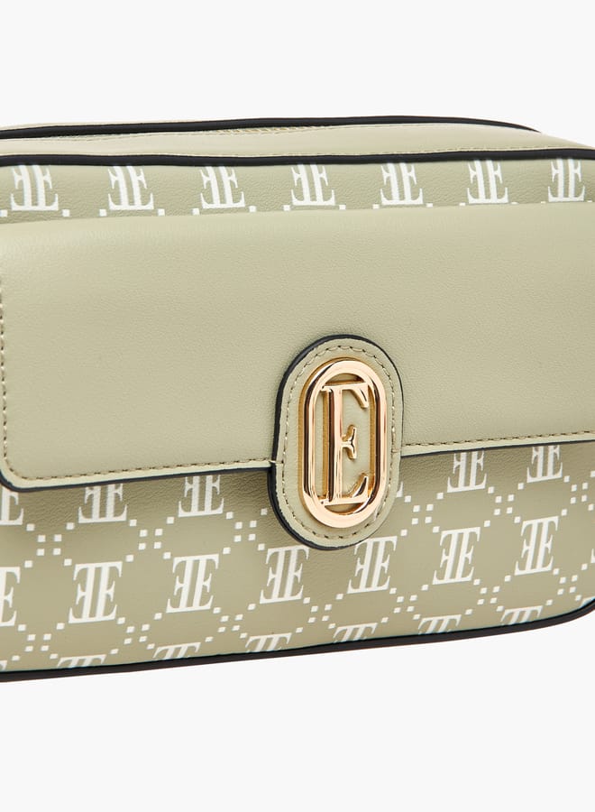 ELLE Women Monogram Print Crossbody Bag with Adjustable Strap  - Image 4