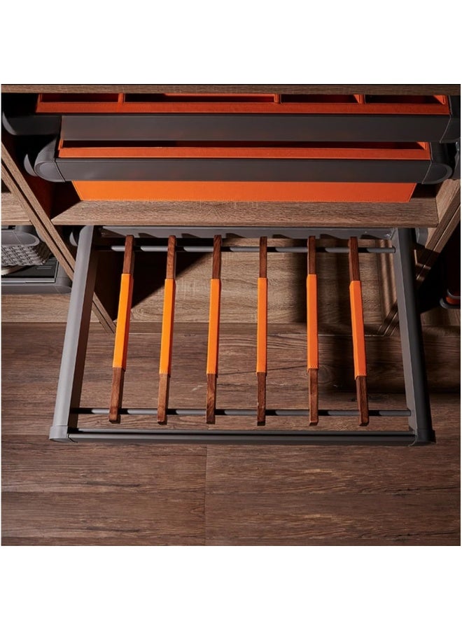 eurocliq Pull-Out Pants Rack | Adjustable Aluminum Frame with Anti-Slip Wooden Rod | 30kg Capacity for Luxury Wardrobe Organization  - Image 2