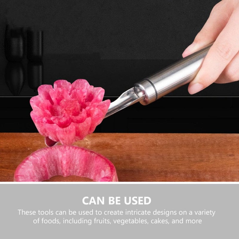 Stainless Steel Fruit Vegetable Carving Tool Set Kitchen Cutter Peeler Decor - Image 3