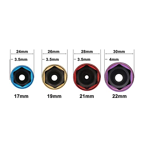 EMENTOL 4PCS 1/2" Drive Thin-Walled Impact Drive Lug Nut Socket Set, CR-MO, Metric, Protective Wheel Impact Socket Set-17mm, 19mm, 21mm, 22mm - Image 4
