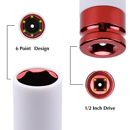EMENTOL 4PCS 1/2" Drive Thin-Walled Impact Drive Lug Nut Socket Set, CR-MO, Metric, Protective Wheel Impact Socket Set-17mm, 19mm, 21mm, 22mm - Image 3