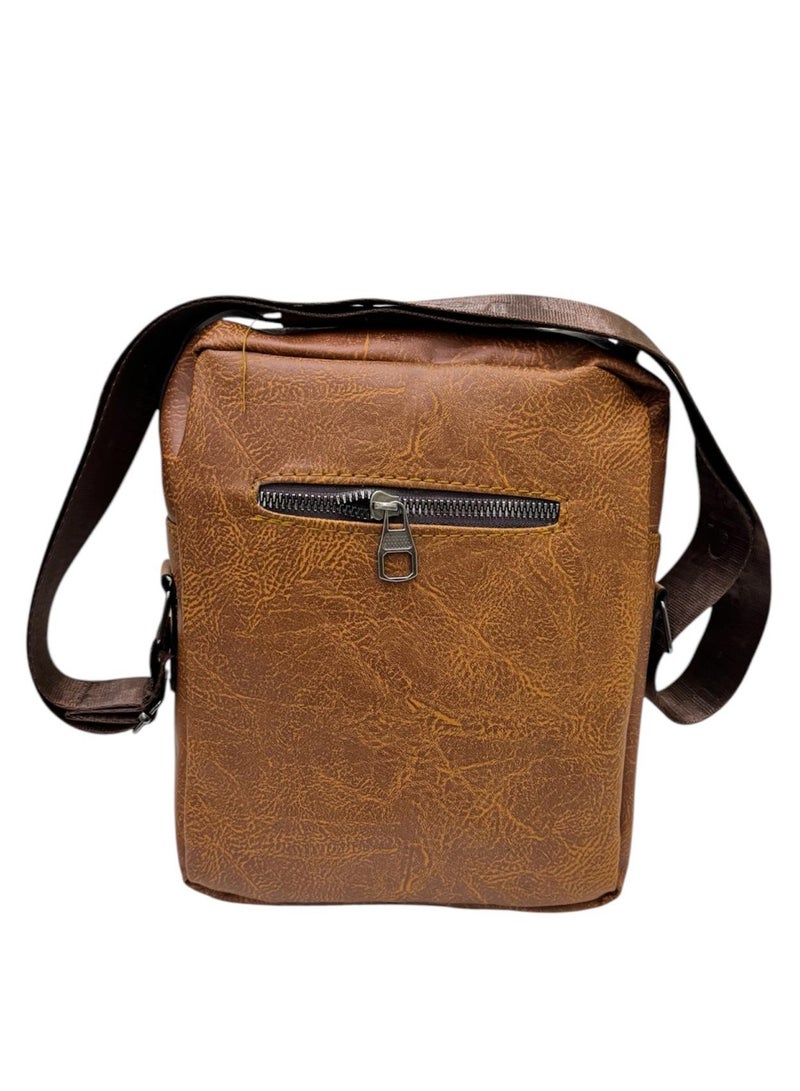 Jeep Buluo Men's Light Brown Leather Crossbody Bag - Image 2