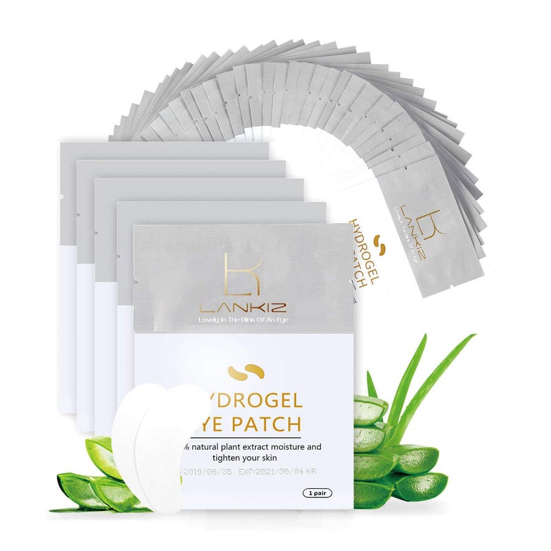LANKIZ 100 Pairs Under Eye Gel Pads for Lash Extensions, 100% Natural Plant Extract, Collagen Hydrogel, Lint-Free, Moisturizing, Reduces Dark Circles and Eye Puffiness - Image 1