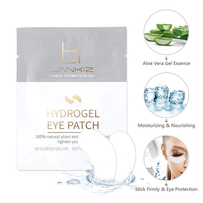 LANKIZ 100 Pairs Under Eye Gel Pads for Lash Extensions, 100% Natural Plant Extract, Collagen Hydrogel, Lint-Free, Moisturizing, Reduces Dark Circles and Eye Puffiness - Image 5