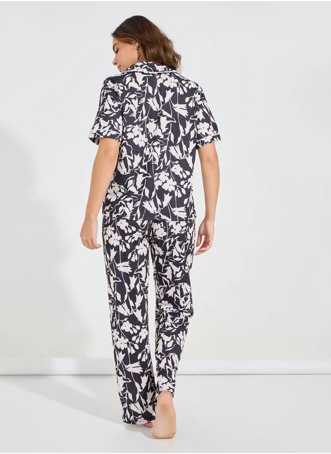 Styli AOP Floral Shirt & Pyjama Set