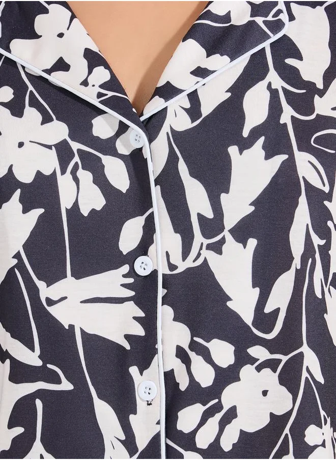 Styli AOP Floral Shirt & Pyjama Set