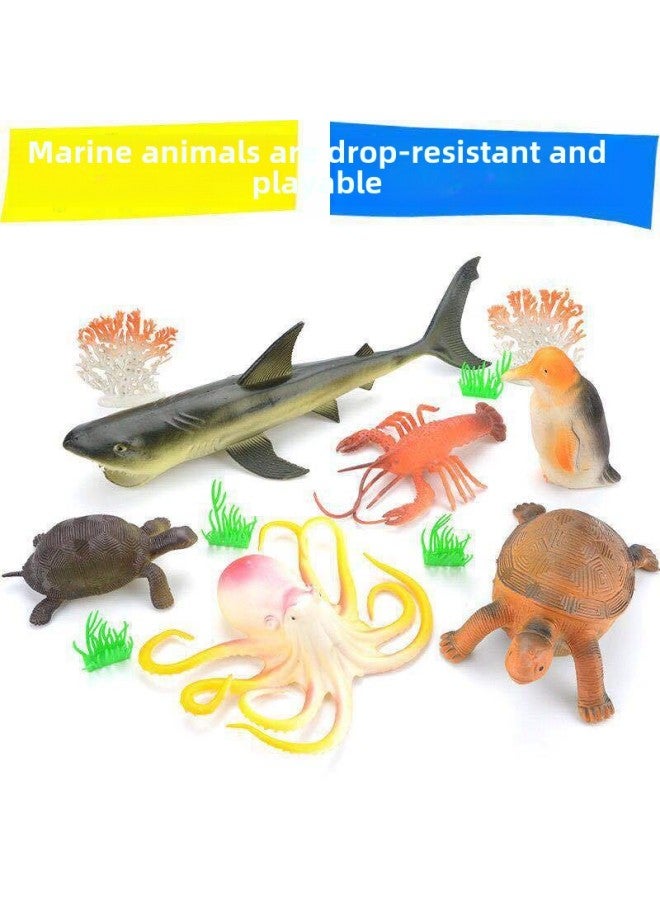 Hot Soft Glue 50 Simulation Ocean Toy Model Submarine Toy Animal Model-Color:Large Ocean Bag Shark - Image 1