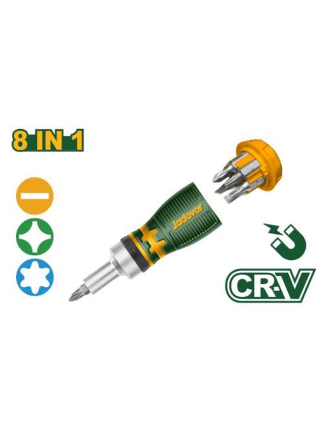 Jadever JADEVER 8 in 1 stubby ratchet screwdriver set JDSS8608