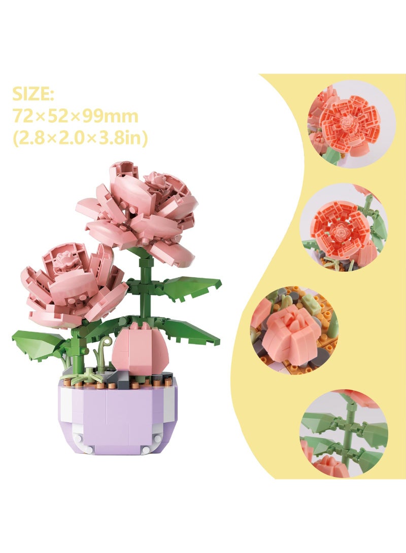 Beauenty Children's mini building block flower toys 317 pieces, cute artificial plant flower building blocks, suitable for home office decoration, birthday gifts, parent-child games, desktop accessories, sui - Image 2