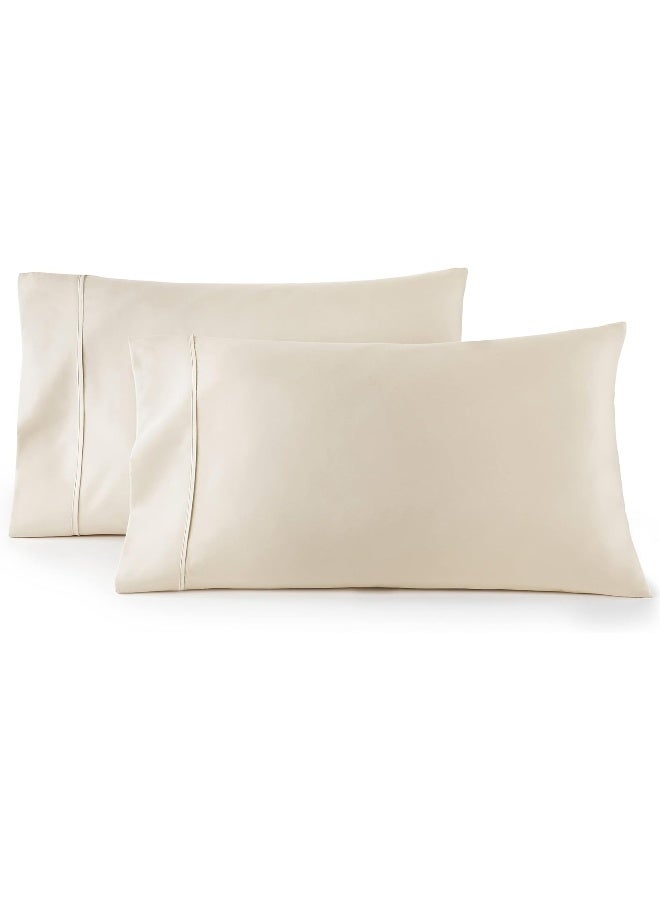 HC Collection King Pillow Cases Set of 2- Microfiber, Extra Soft Pillowcases - Easy Care & Machine Washable - Dark Cream - Image 4