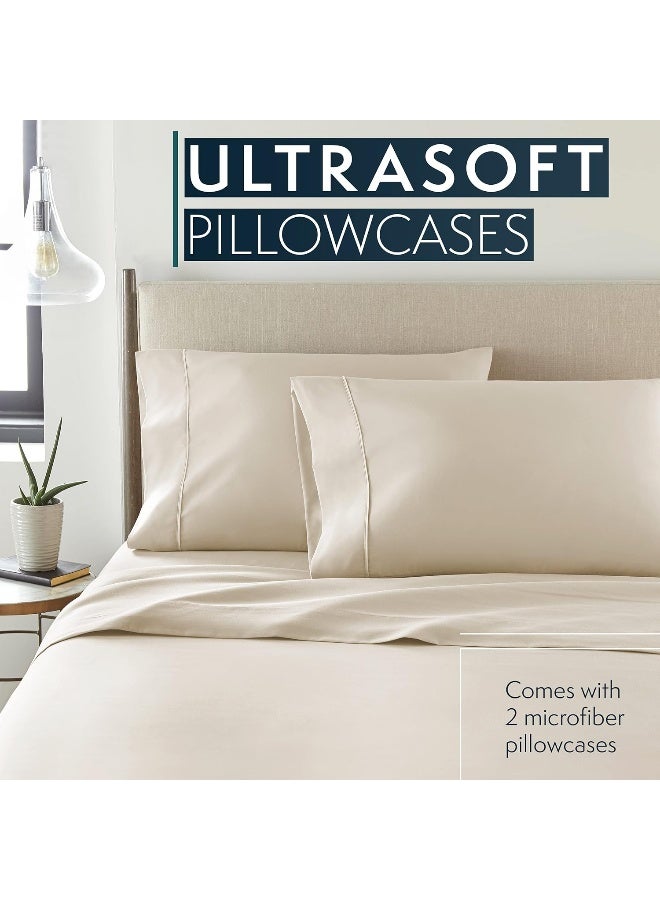 HC Collection King Pillow Cases Set of 2- Microfiber, Extra Soft Pillowcases - Easy Care & Machine Washable - Dark Cream - Image 1