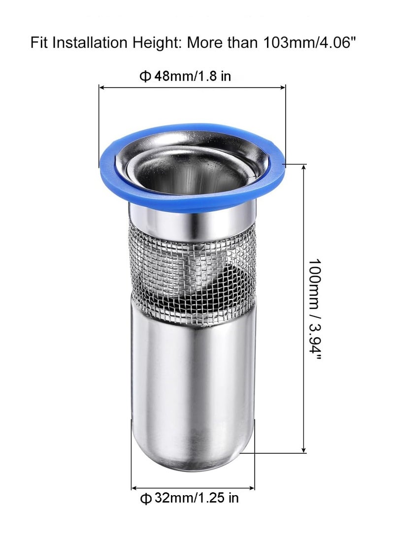 SOLARAE 2Pcs Shower Floor Drain, Stainless Steel Floor Drain Anti-Odor Plugs, Shower Drain Hair Catcher, One Way Drain Valve Sewer Core, 100 x 45mm/3.9" x 1.8", for Bathroom Kitchen Balcony - Image 5