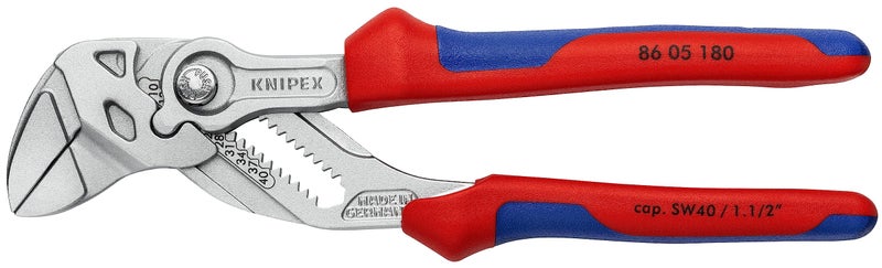 KNIPEX Tools - Pliers Wrench, Chrome, Multi-Component (8605180), 7-1/4 inches
