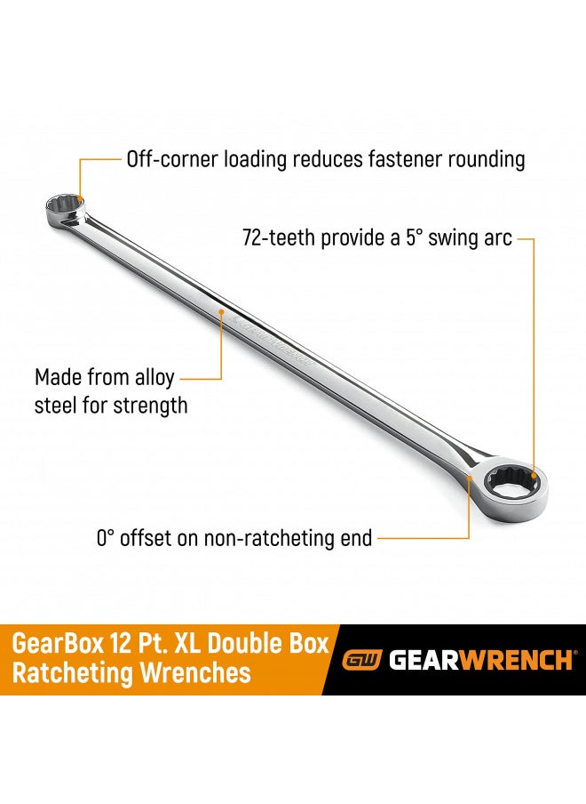 GEARWRENCH 12 Pc. 72-Tooth 12 Point XL GearBoxª Double Box Ratcheting Metric Wrench Set - 85988