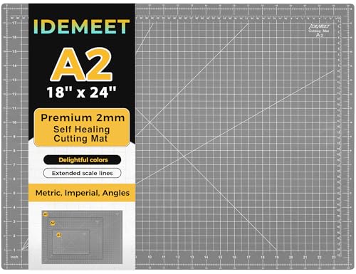 Idemeet Premium 18" x 24" Self Healing Sewing Mat, Non-slip A2 Cutting Mat for Quilting, 5-Ply Rotary Cutting Board Double-Sided for Crafts Cutting Fabric Scrapbooking Modeling Projects, Anthracite Gray - Image 1