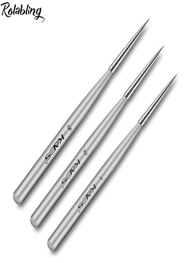 Rolabling 3PCS/SET Professional Acrylic Nail Art Brush Set for UV Gel Nail Art Tips Drawing Brush Pen Nail Art Tools (Size3-4) - Image 3
