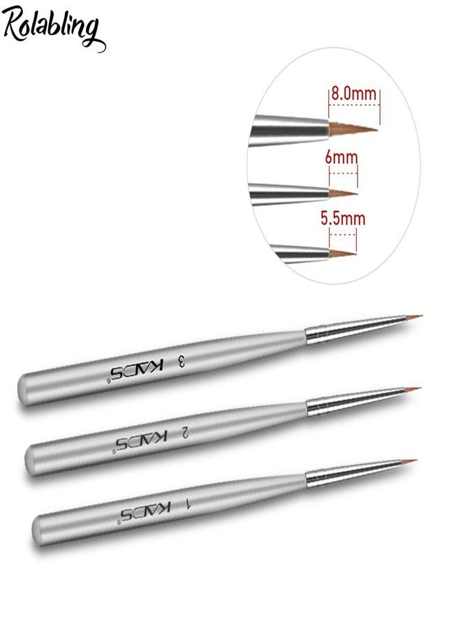 Rolabling 3PCS/SET Professional Acrylic Nail Art Brush Set for UV Gel Nail Art Tips Drawing Brush Pen Nail Art Tools (Size3-4) - Image 2