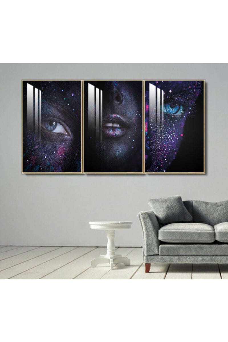 Marktna Three wooden wall painting with a frame and a clear acrylic layer - Image 1