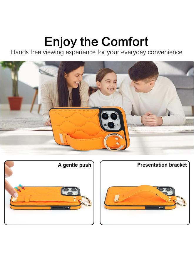 Zaboon Case For iPhone 13 Pro Non-slip Full Coverage Ring PU Phone Case with Wristband - Image 4