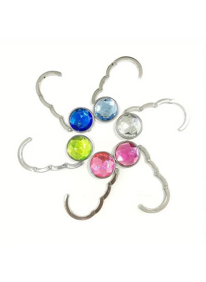 6 قطع خطافات حقيبة من سبائك الألومنيوم عشوائية الألوان لتعليق الحقائب والأكياس التسوقية - Image 1