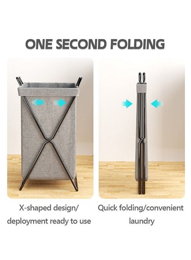 YelaJoy Folding Laundry Basket Large Removable Waterproof Leather Clothes Hampers with Lid Black（with lid） - Image 3