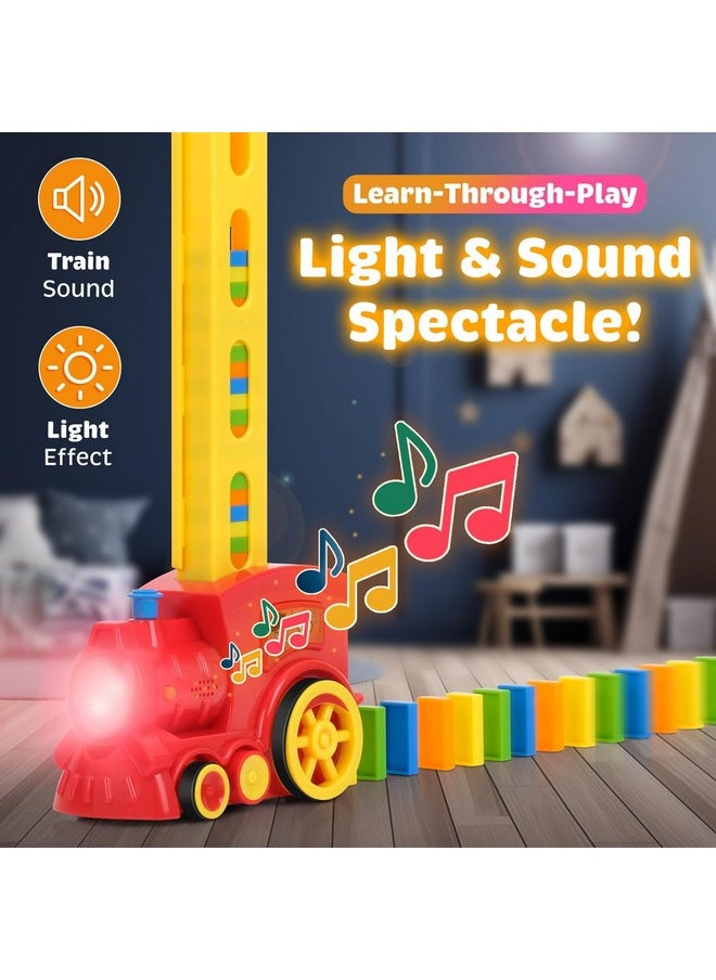 Atlasonix 160 Domino Train for Kids - Domino Rally Train Montessori Toys for Boys Girls 3-8 Birthday, Toddler Set for 3-5 Year Olds - Fun Kindergarten Toy - Juegos de Tren y Dominó  - Image 3