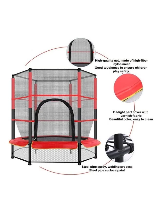 140cm Kids Trampoline with Safety Net Enclosure & Heavy-Duty Steel Frame - Image 2