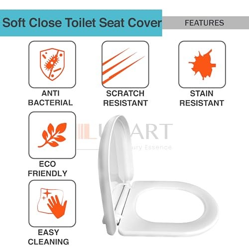 LUXART Toilet Seat Cover 45L x 36W CM| Western Commode U-Type Seat Cover | Soft Close Technology Heavy Quality Commode Lid With Installation Kit | Stylish PP Toilet Cover For Bathroom, Commercial Use - Image 5