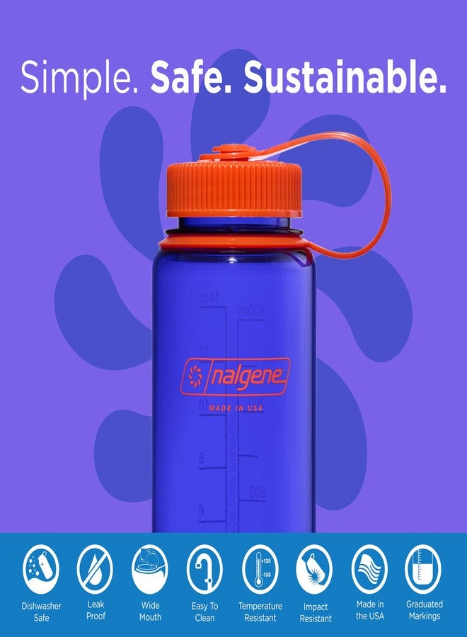 Nalgene Sustain Tritan BPA-Free Water Bottle Made with Material Derived from 50% Plastic Waste, 16 OZ, Wide Mouth, Periwinkle - Image 2