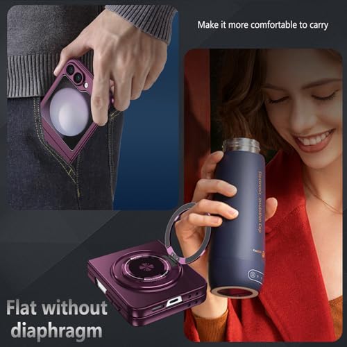 ZHOZEXIN for Samsung Galaxy Z Flip 6，Rotate Ring Magnetic Protection Shockproof Cover Case，Foldable Slim Case Compatible with Samsung Galaxy Z Flip 6 (Purple) - Image 4