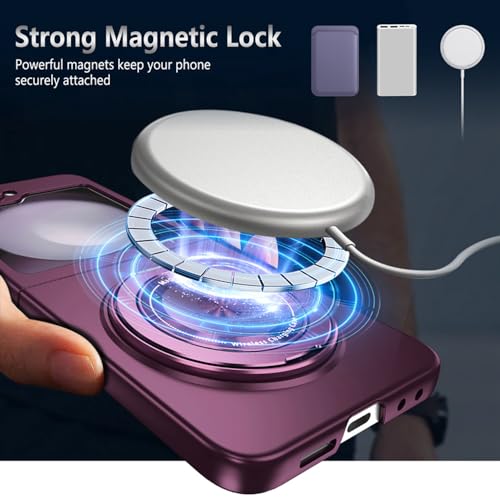 ZHOZEXIN for Samsung Galaxy Z Flip 6，Rotate Ring Magnetic Protection Shockproof Cover Case，Foldable Slim Case Compatible with Samsung Galaxy Z Flip 6 (Purple) - Image 5