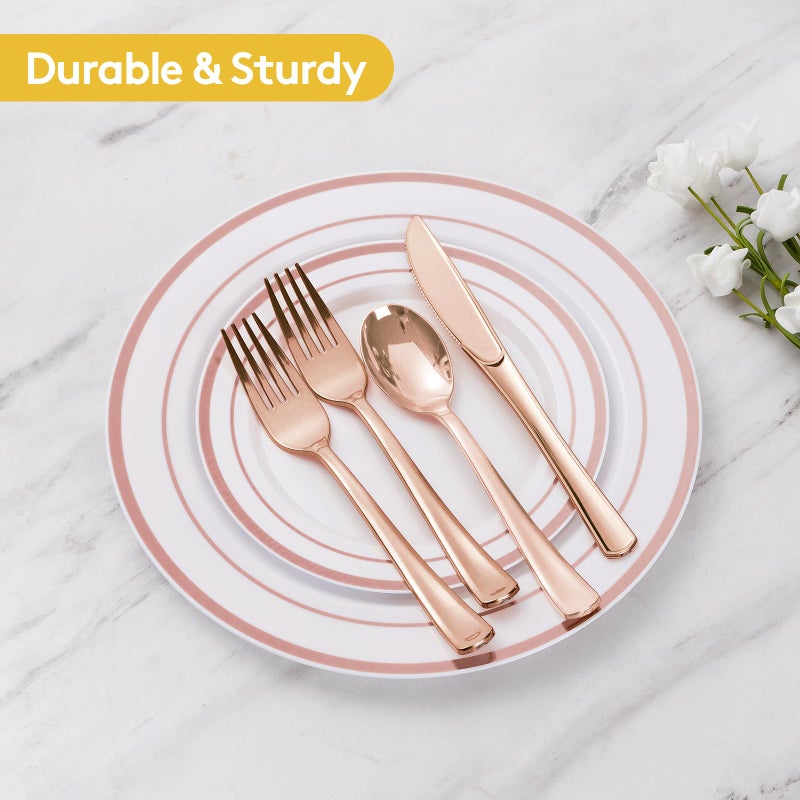 Goodluck 50 Pack Rose Gold Plastic Forks  Heavy Duty Rose Gold Forks Disposable  Rose Gold Plastic Cutlery Perfect for Weddings  Parties  Dinners - Image 5