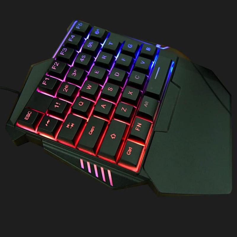 One Handed 35 Keys RGB Mechanical Gaming Keyboard With USB Ergonomic Backlight For PC - Image 3