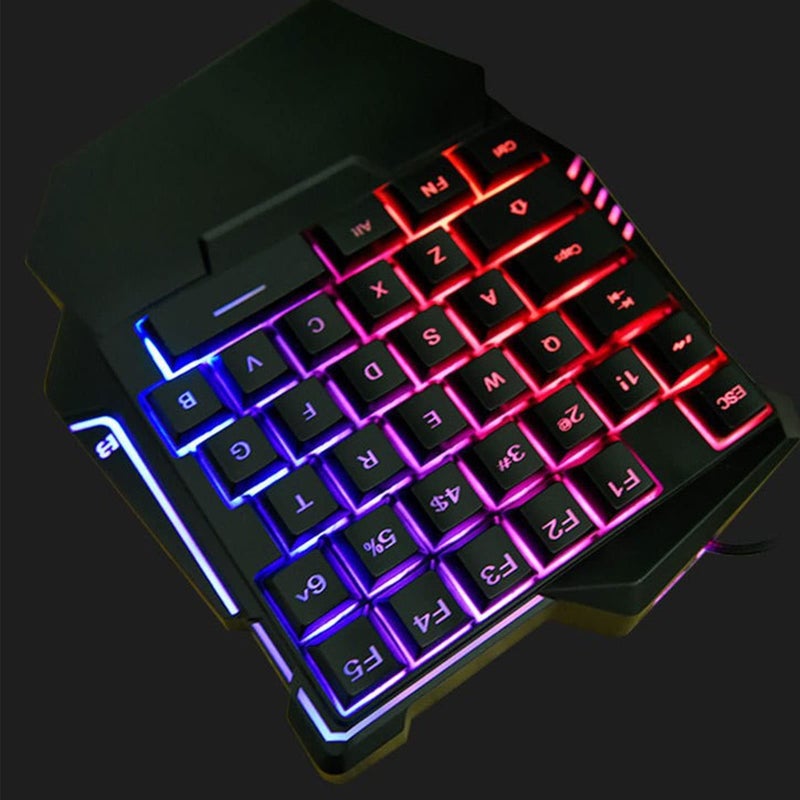 One Handed 35 Keys RGB Mechanical Gaming Keyboard With USB Ergonomic Backlight For PC - Image 4
